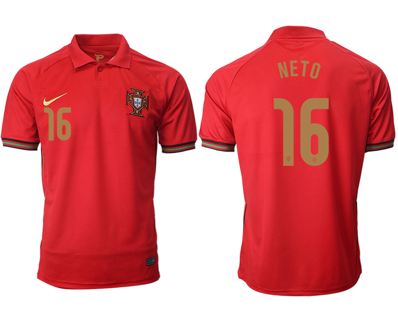 Men 2021 European Cup Portugal home aaa version red #16 Soccer Jersey->portugal jersey->Soccer Country Jersey
